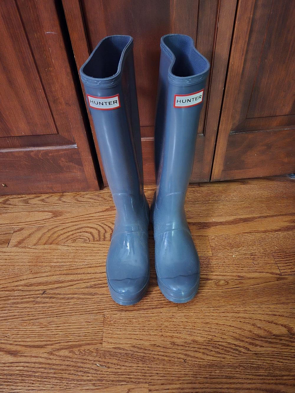 Hunter Gloss Tall Rain Boots in Slate Blue